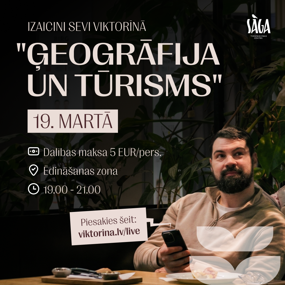 Viktorīnu vakars, tēma "Ģeogrāfija un Tūrisms" 19. martā, plkst. 19.00 - 21.00