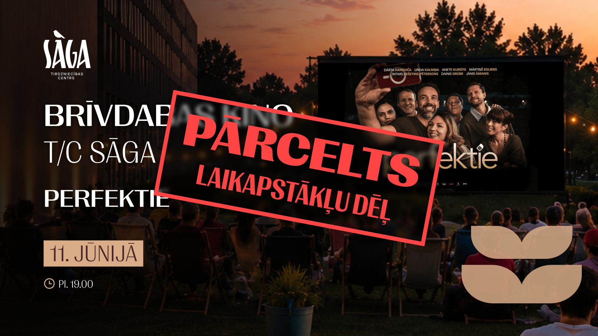 PĀRCELTS: Perfektie - bezmaksas brīvdabas kino vakars